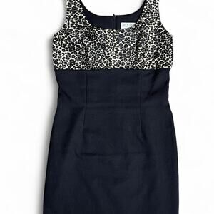 Black Y2K ALYN PAIGE faux fur leopard print fitted bodycon dress with zipper